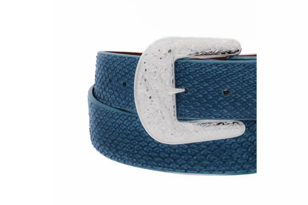 Taylor Washed Blue Python Small Scales Belt a